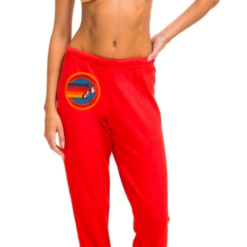 Aviator Nation Red Joggers with Patch